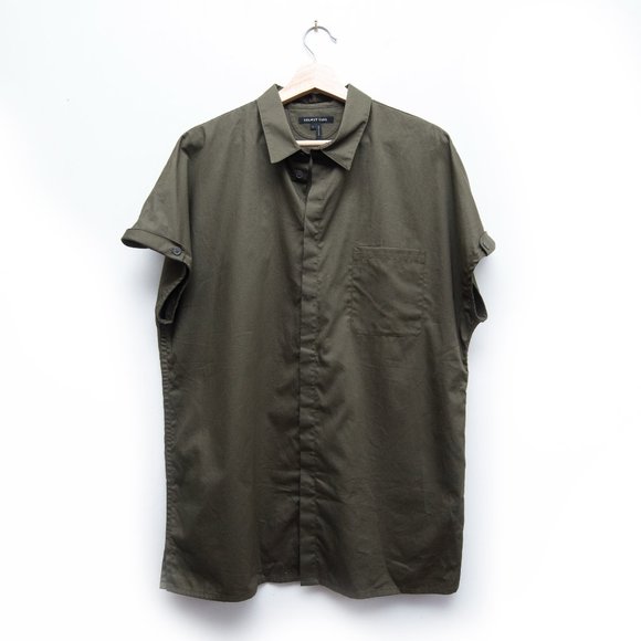 Helmut Lang Button Down Short Sleeves Tee Army Green - Picture 2 of 7